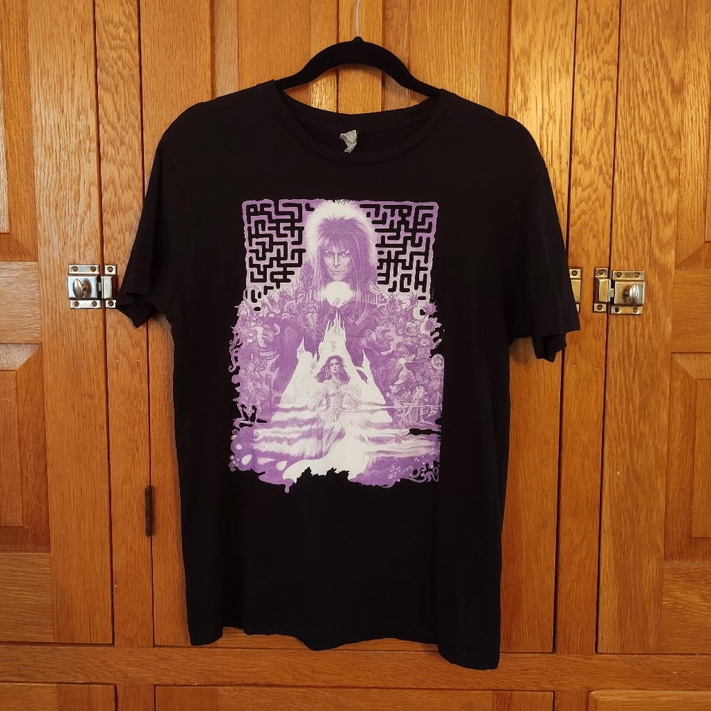 David Bowie Labyrenth black screen printed iconic movie short sleeve t shirt